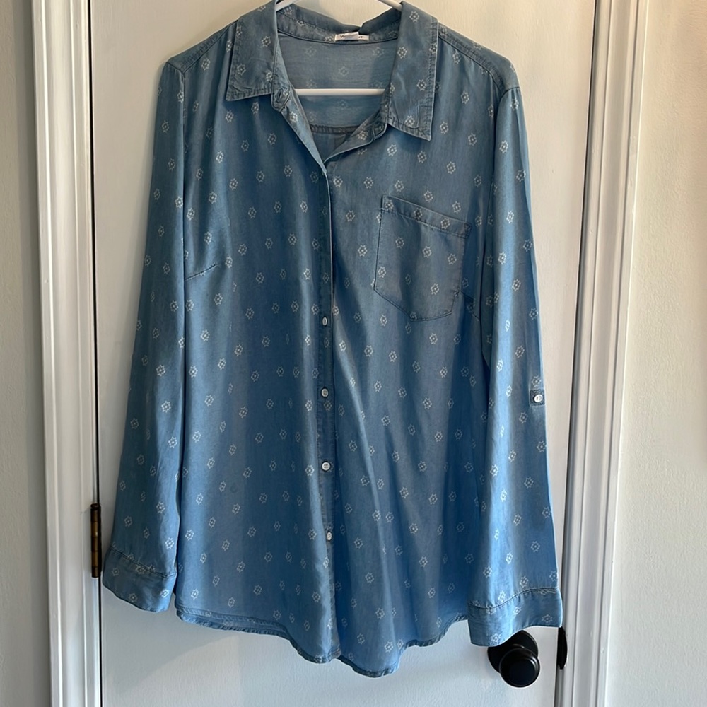 Westport Long Sleeved Button Shirt, blue and white